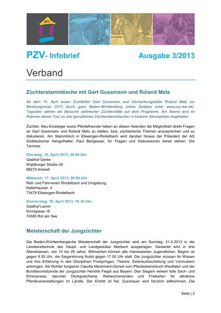 PZV- Infobrief Ausgabe 3/2013 - Pferdezuchtverband Baden ...