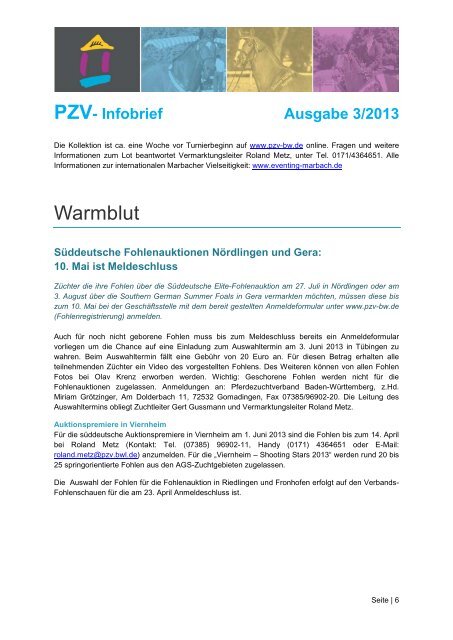 PZV- Infobrief Ausgabe 3/2013 - Pferdezuchtverband Baden ...