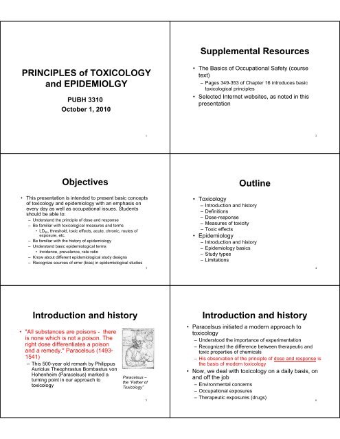 Toxicology and epidemiology differ