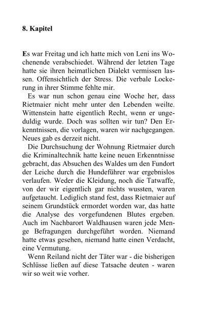 8. Kapitel Es war Freitag und ich hatte mich von Leni ins Wo ...