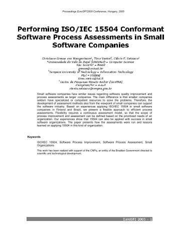 Performing ISO/IEC 15504 Conformant Software Process ...