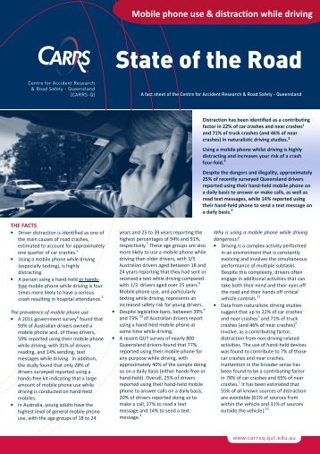 Mobile phone use and distraction while driving fact sheet