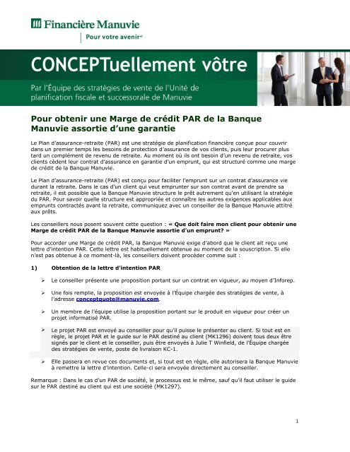 Pour obtenir une Marge de crÃ©dit PAR de la Banque ... - Repsource