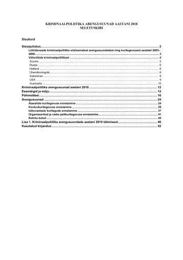 kriminaalpoliitika arengusuunad aastani 2018 - Justiitsministeerium