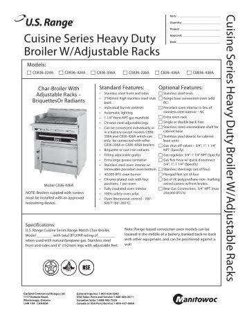 Char-Broilers w/Adjustable Grate, Models C0836-324A, C0836 ...