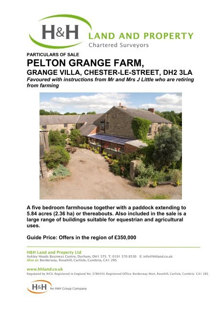 PELTON GRANGE FARM, - H&H Land and Property