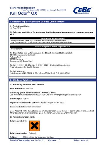 Kill Odor OX - CEBE Reinigungschemie GmbH