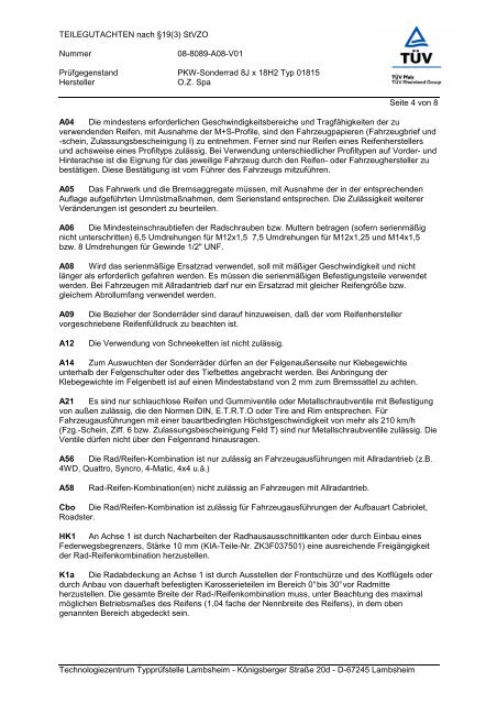 TEILEGUTACHTEN nach Â§19(3) StVZO Nummer 08-8089-A08-V01 ...