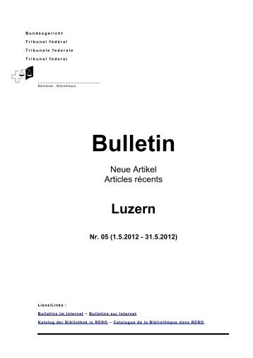 Bulletin - Schweizerisches Bundesgericht