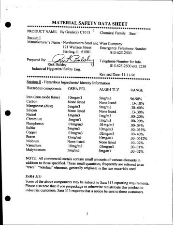 MATERIAL SAFETY DATA SHEET