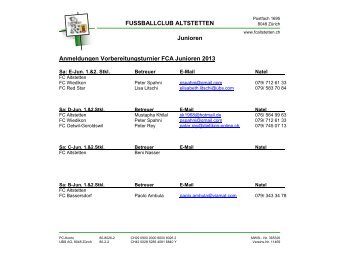 Junioren FUSSBALLCLUB ALTSTETTEN ... - FC Altstetten