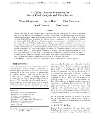 A Clifford Fourier Transform for Vector Field Analysis ... - CiteSeerX