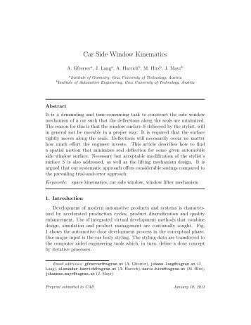 Car Side Window Kinematics - Institute of Geometry - Graz ...