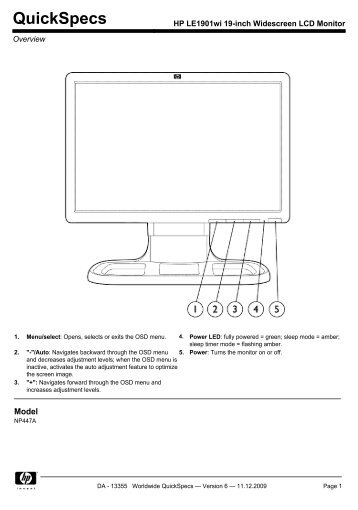 HP LE1901wi 19-inch Widescreen LCD Monitor