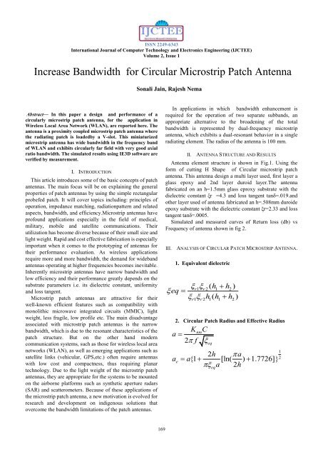Increase Bandwidth for Circular Microstrip Patch Antenna