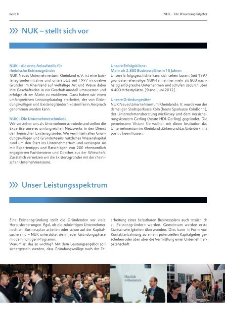 Jahresbericht 2012 - NUK Neues Unternehmertum Rheinland