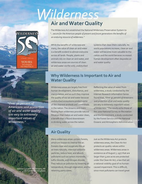 Wilderness and Air and Water Quality - Wilderness.net