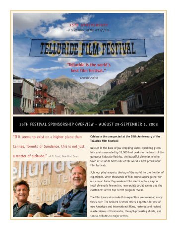 35th sponsor overview - Telluride Film Festival