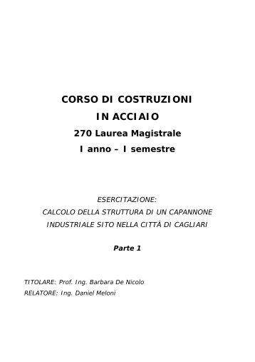 CORSO DI COSTRUZIONI IN ACCIAIO 270 Laurea Magistrale I ...