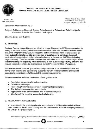 Memorandum Number 21 (PDF) - AbilityOne