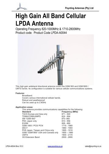 High Gain All Band Cellular LPDA Antenna