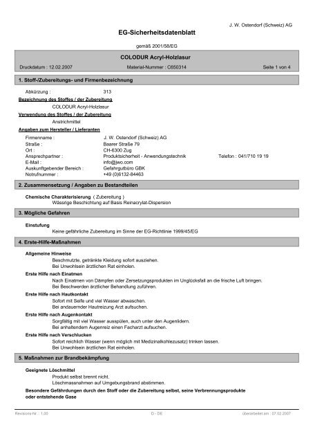 EG-Sicherheitsdatenblatt - Colodur