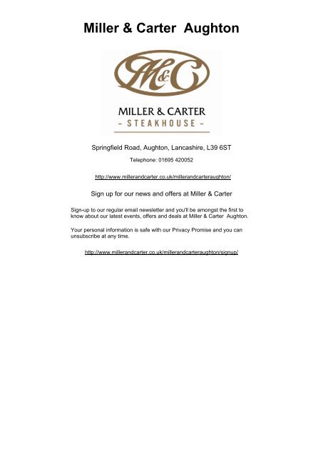 menu Miller Carter