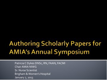 Authoring Scholarly Papers for AMIA's Annual Symposium