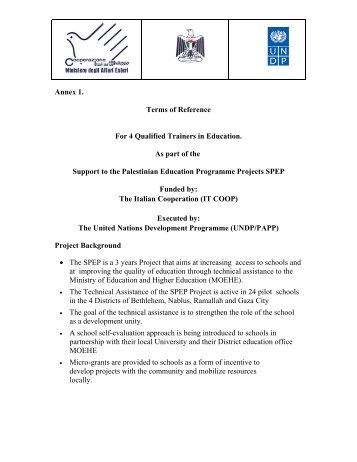 Annex 1. Terms of Reference For 4 Qualified Trainers in ... - UNDP