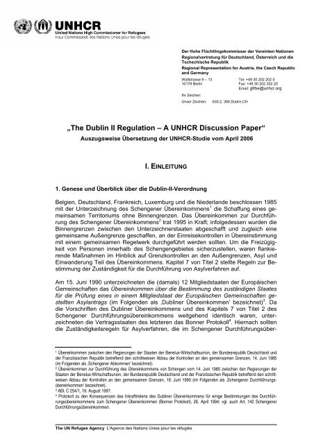 âThe Dublin II Regulation â A UNHCR Discussion Paperâ