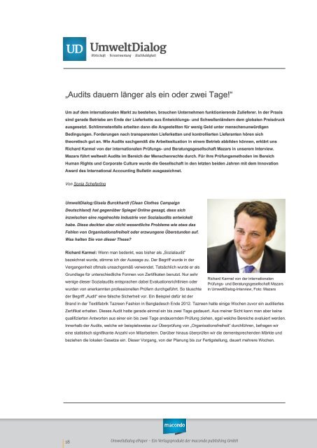 Nachhaltige Lieferkette - UmweltDialog E-Paper Nr. 1 - April 2014