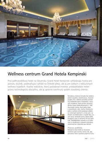 Wellness centrum Grand Hotela Kempinski - Mapei