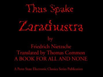 Thus Spake Zarathustra - Penn State University