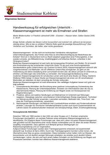 Klassenmanagement - Wellenreuther