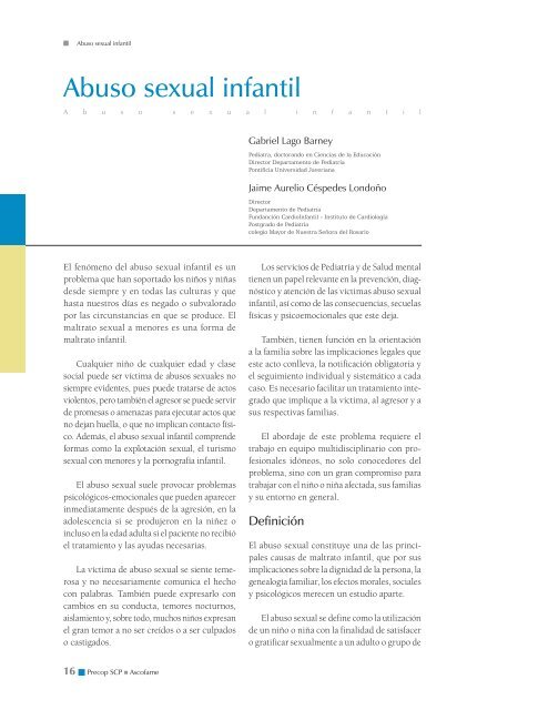 Abuso sexual infantil - Sociedad Colombiana de Pediatria