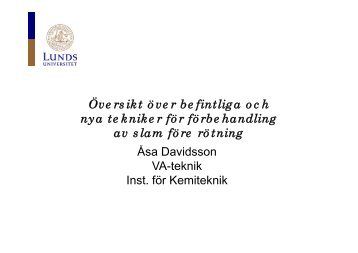06 Davidsson Tekniker fÃ¶r fÃ¶rbehandling.pdf - Svenskt Vatten