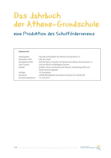 Athene-Grundschule Jahrbuch 2013