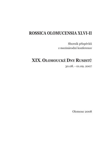 ROSSICA OLOMUCENSIA XLVI-II