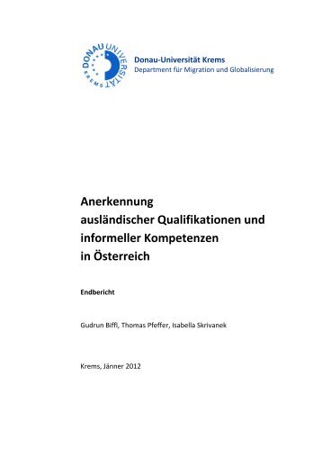 Anerkennung auslÃ¤ndischer Qualifikationen und informeller ...