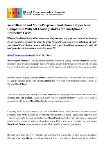 smartBandStand Multi-Purpose Smartphone Helper Now Compatible With All Leading Makes of Smartphone Protective Cases