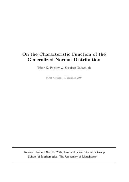 On the Characteristic Function of the Generalized Normal Distribution