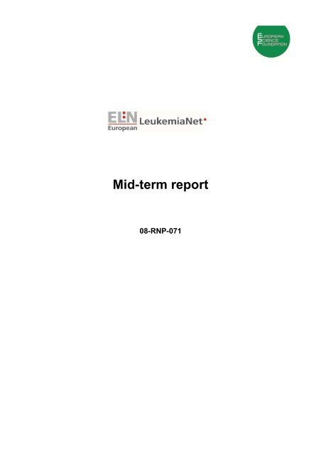Mid-term report 2013 - The European LeukemiaNet
