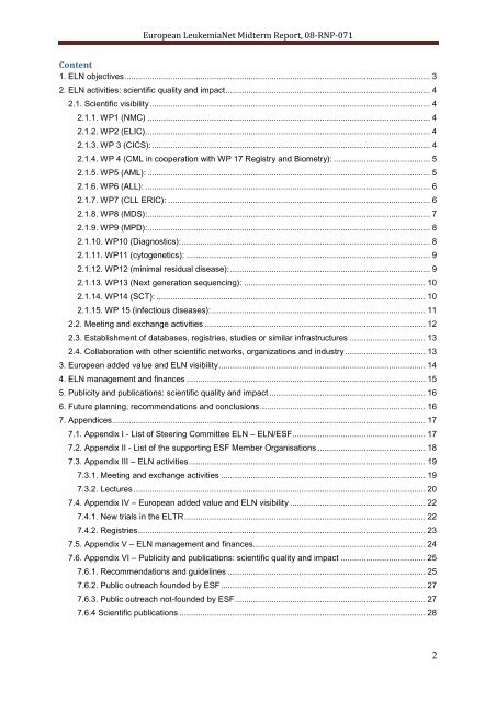 Mid-term report 2013 - The European LeukemiaNet