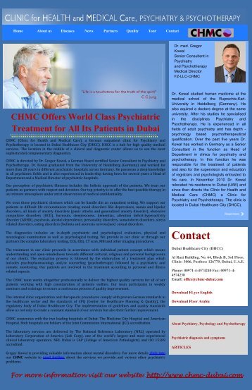 CHMC Offers World Class Psychiatric Treatment for All Its Patients in Dubai