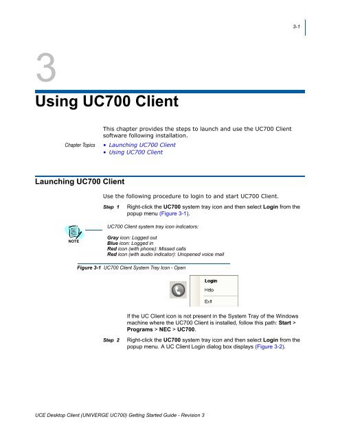 UNIVERGE UC700 Client Getting Started Guide - NEC Corporation ...