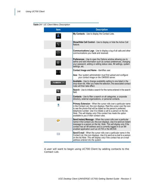 UNIVERGE UC700 Client Getting Started Guide - NEC Corporation ...