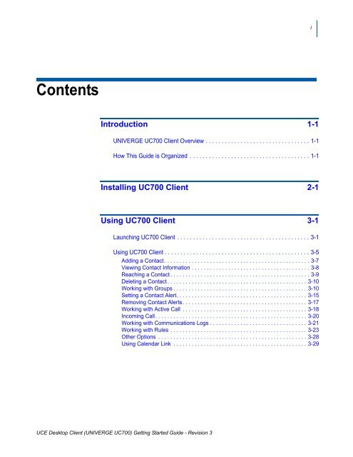 UNIVERGE UC700 Client Getting Started Guide - NEC Corporation ...