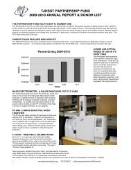 tjhsst partnership fund 2009-2010 annual report & donor list