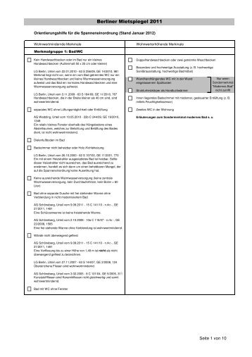Orientierungshilfe für die Spanneneinordnung (Stand Januar 2012)
