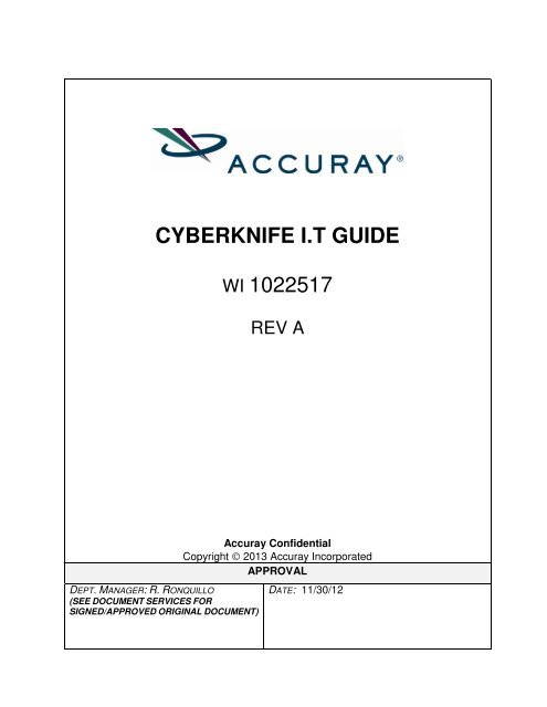 Network Systems Requirements - Accuray
